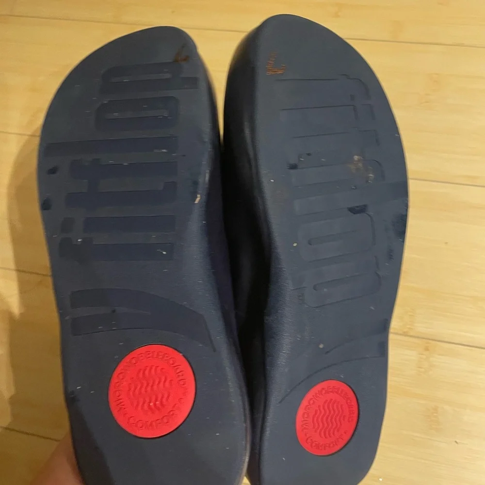 Fitflop Navy Leather Slip-On Mules - Picture 7 of 8